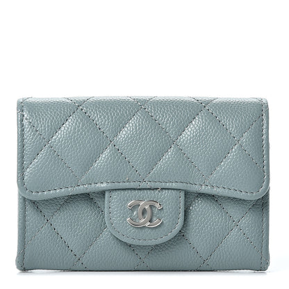Chanel Caviar Quilted Flap Card Holder Wallet Light Blue 1 of 10