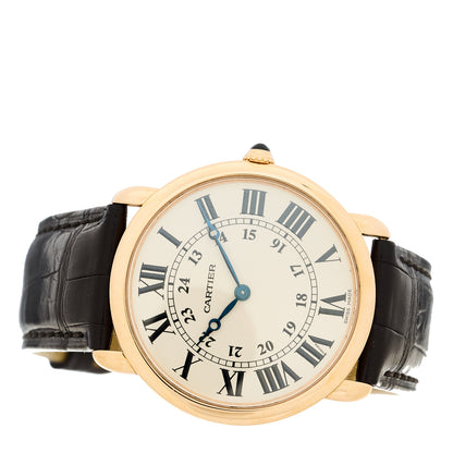 Cartier 18K Pink Gold Alligator 36mm Ronde Louis Manual Winding Watch 2 of 4