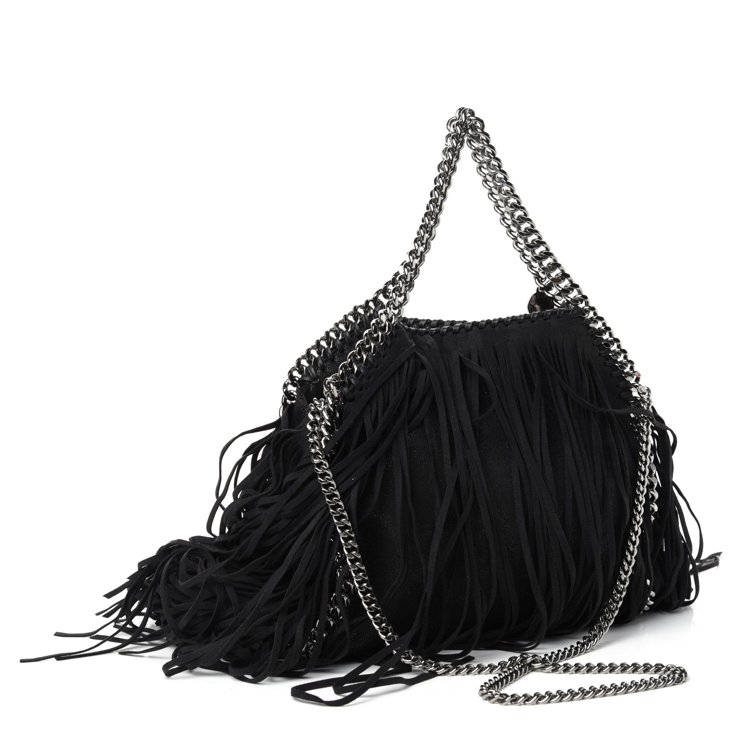 Stella McCartney Eco Suede Mini Fringe Falabella Tote Black 3 of 9