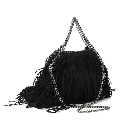 Stella McCartney Eco Suede Mini Fringe Falabella Tote Black 3 of 9