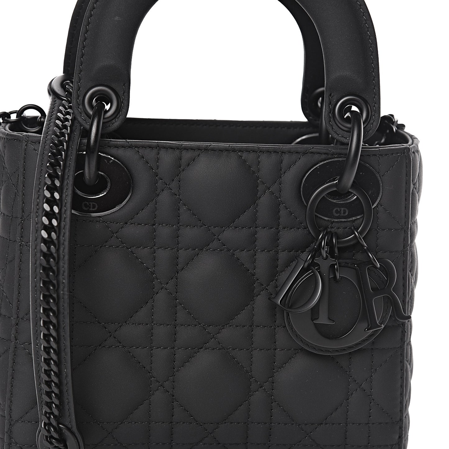 Ultra Matte Calfskin Cannage Mini Lady Dior Black