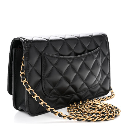 Chanel Aged Calfskin Quilted Lucky Charms 2.55 Reissue Wallet On Chain WOC Black 3 of 11