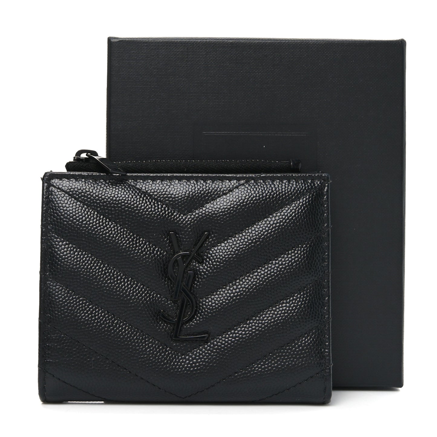 Grain De Poudre Matelasse Chevron Monogram Zipped Card Case Black
