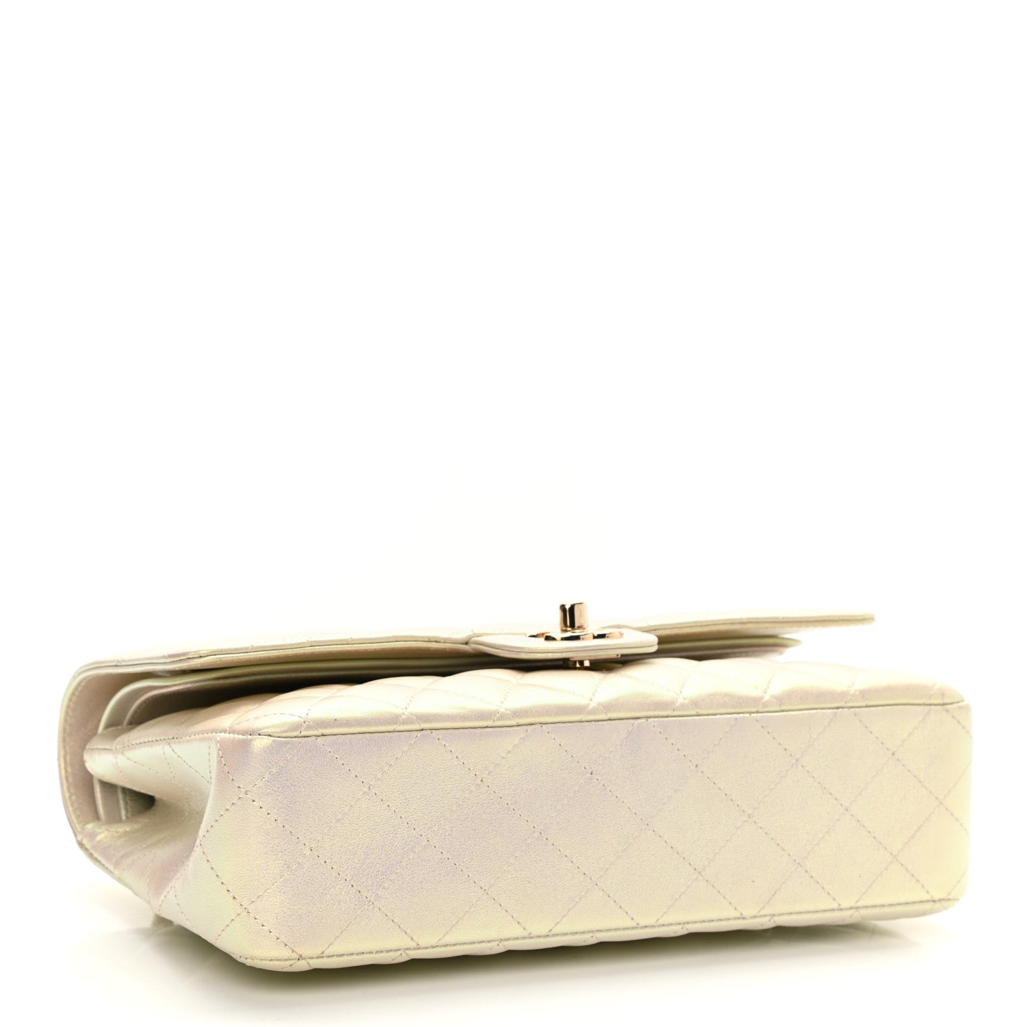 Chanel Iridescent Lambskin Quilted Medium Double Flap Ivory 4 of 10