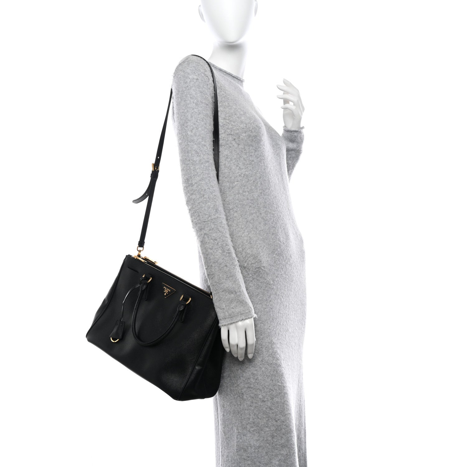Prada Saffiano Medium Galleria Double Zip Tote Black 2 of 14