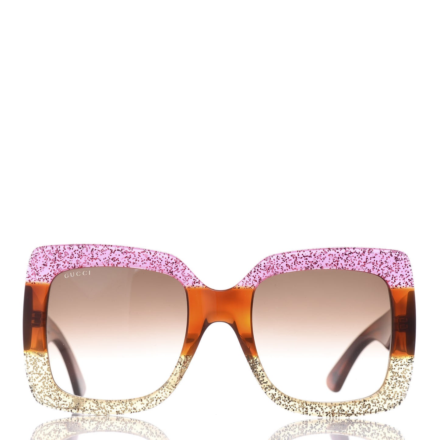 Acetate Square Frame Sunglasses GG0083S Glitter Pink Multi
