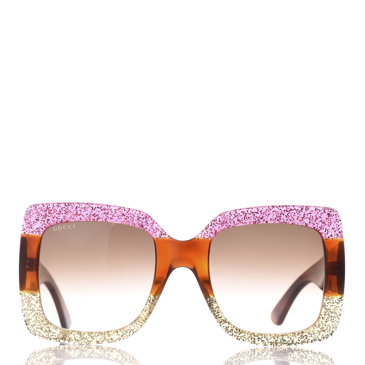 Gucci Acetate Square Frame Sunglasses GG0083S Glitter Pink Multi 2 of 6
