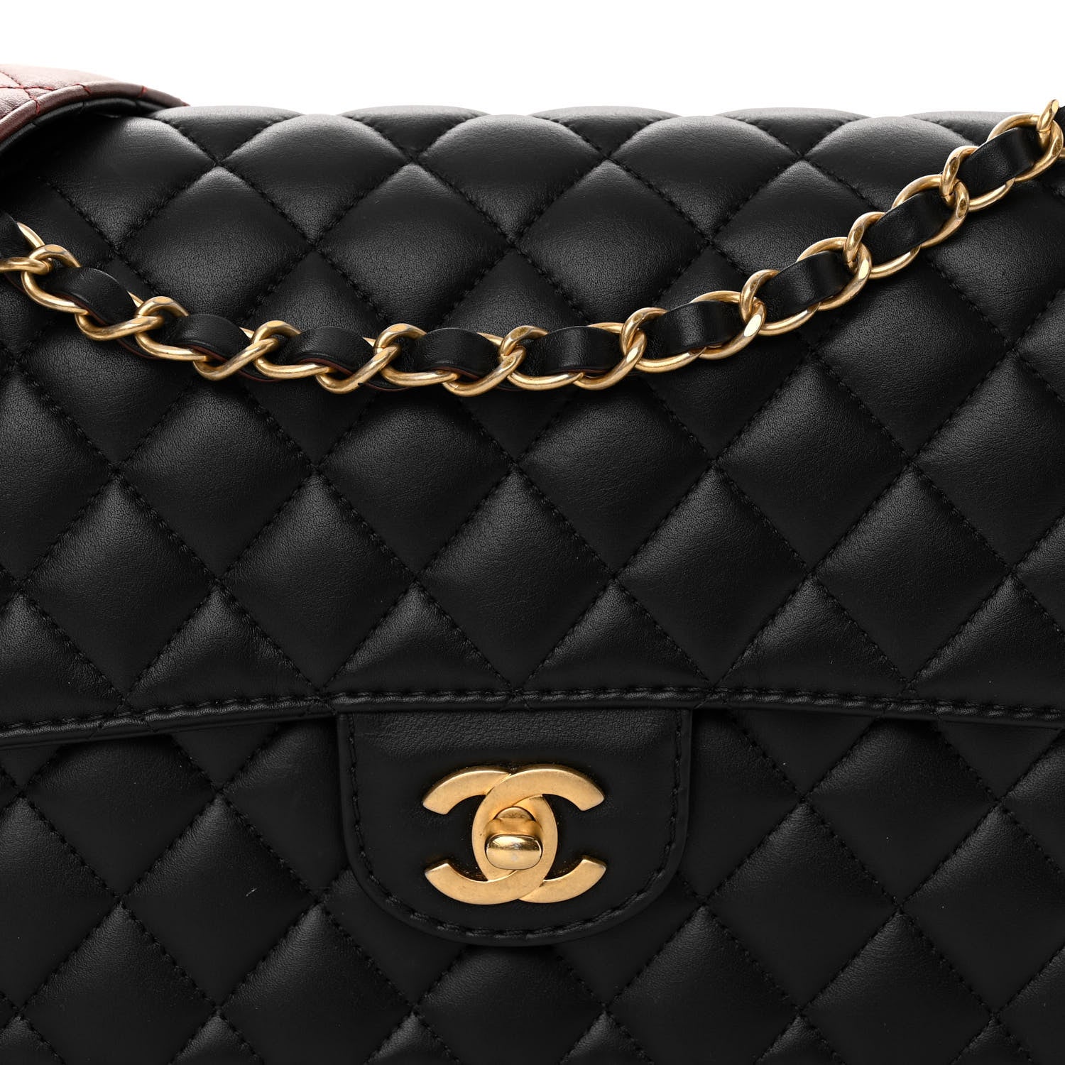 Chanel Calfskin Quilted Strap Into Flap Bag Black Brown 8 of 11