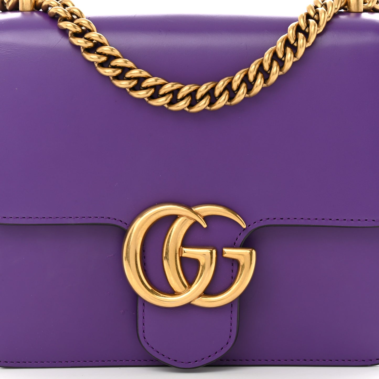 Knight Calfskin Small GG Marmont Chain Handle Bag Shine Purple
