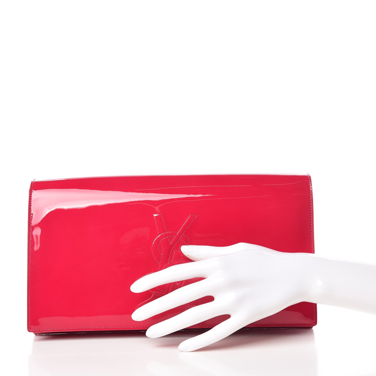 Saint Laurent Patent Monogram Large Belle De Jour Clutch Fuchsia 2 of 9
