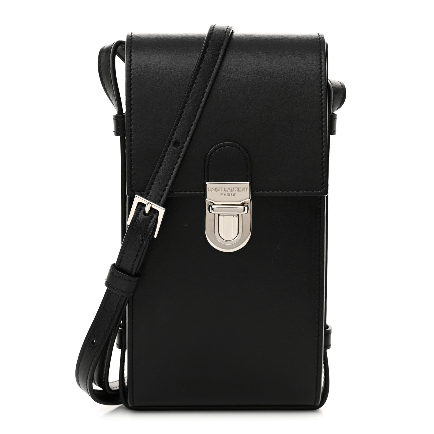 Saint Laurent Calfskin Phone Holder Crossbody Black 1 of 11