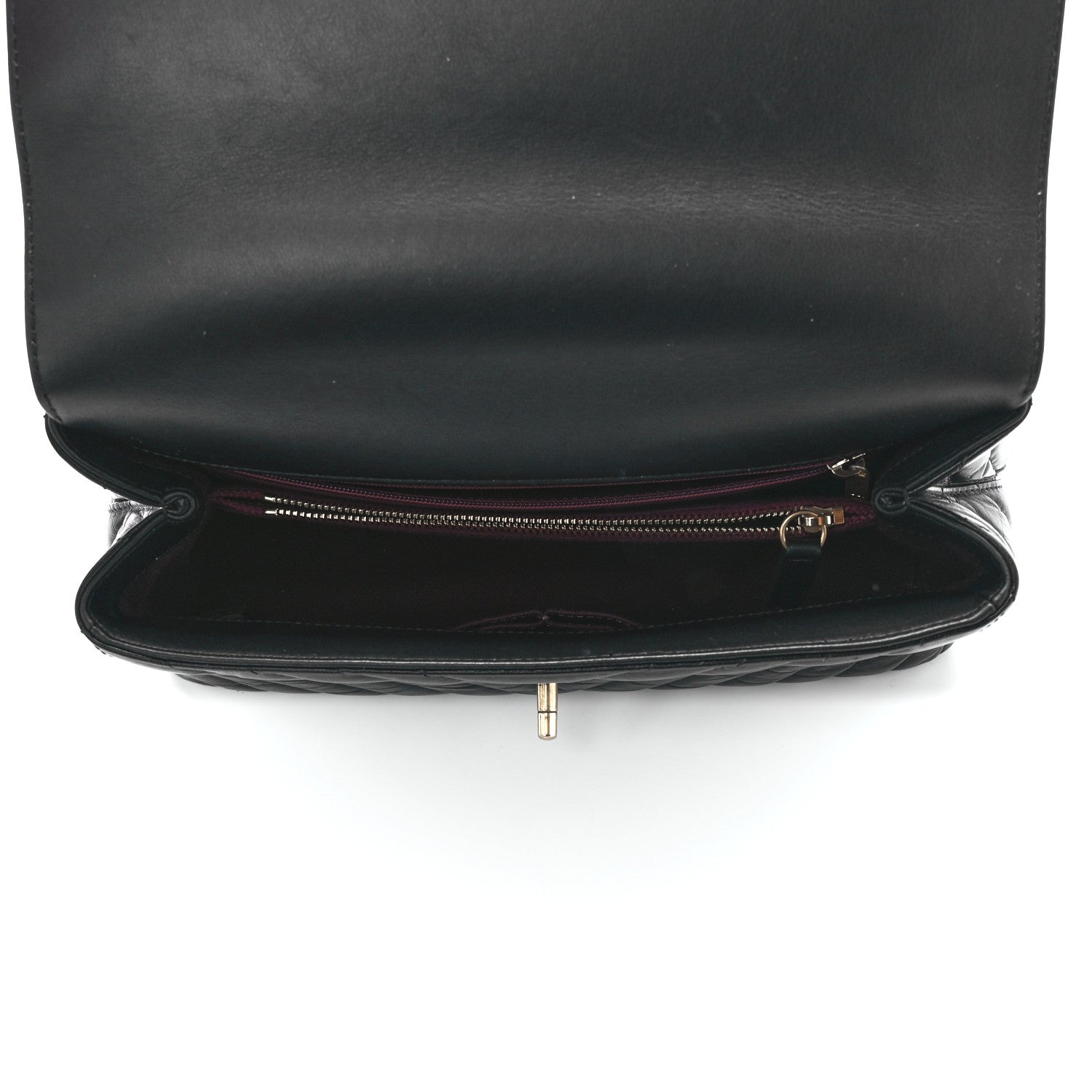 Chanel Aged Calfskin Chevron Quilted Small Coco Handle Flap Black 5 of 12