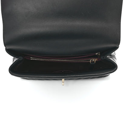 Chanel Aged Calfskin Chevron Quilted Small Coco Handle Flap Black 5 of 12