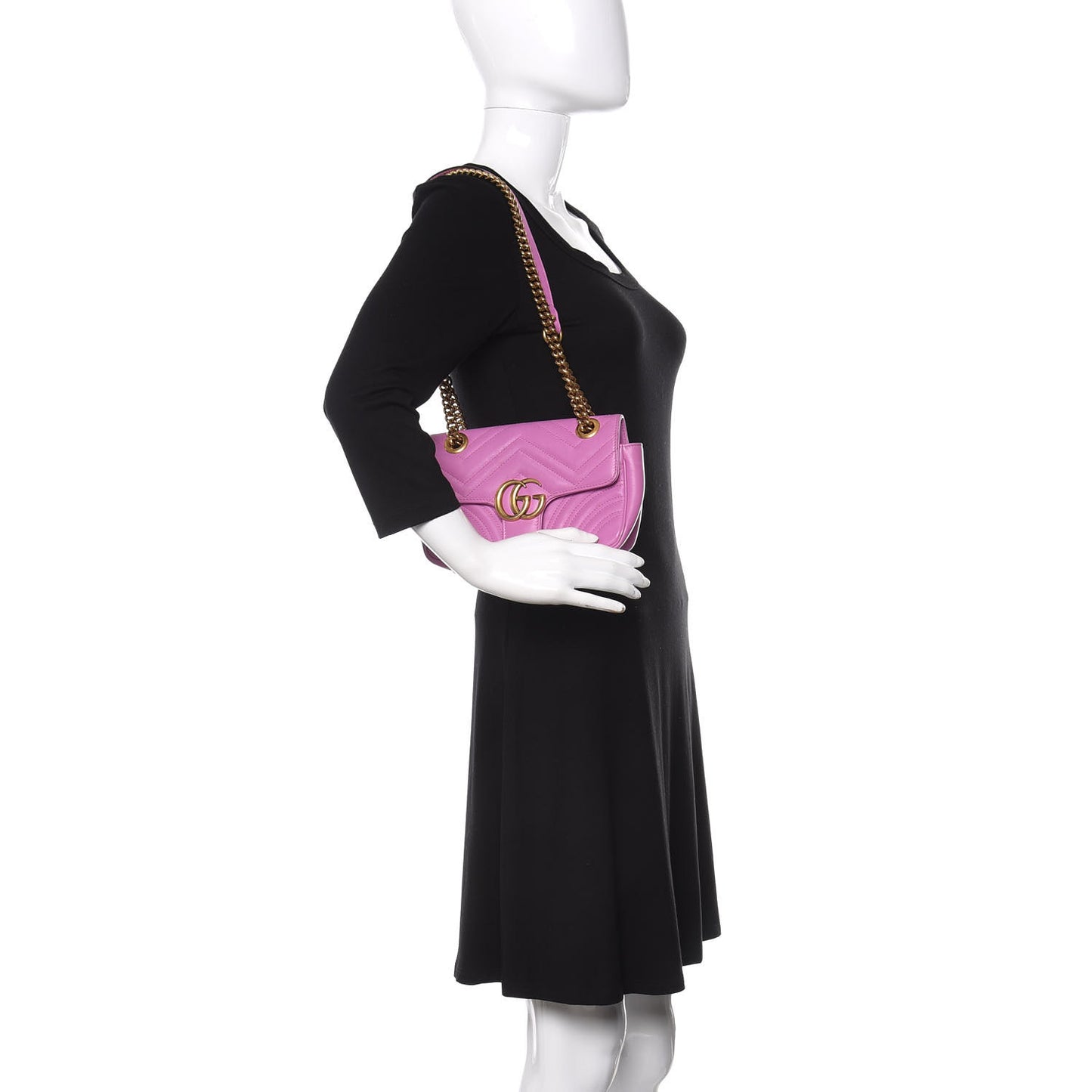 Calfskin Matelasse Mini GG Marmont Shoulder Bag Candy Mousse