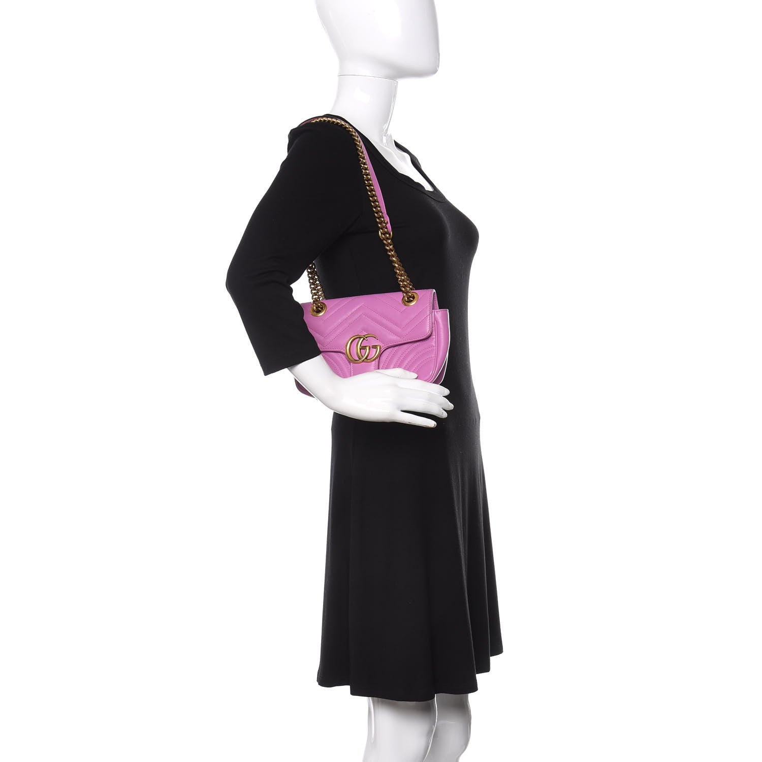 Gucci Calfskin Matelasse Mini GG Marmont Shoulder Bag Candy Mousse 3 of 11