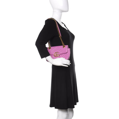 Gucci Calfskin Matelasse Mini GG Marmont Shoulder Bag Candy Mousse 3 of 11