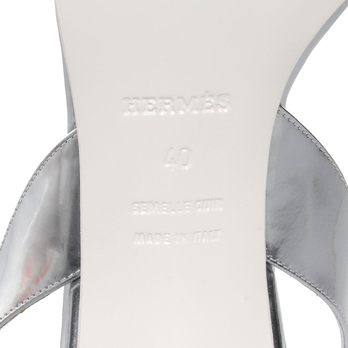 Laminated Calfskin Night 70 Slingback Sandals 40 Silver