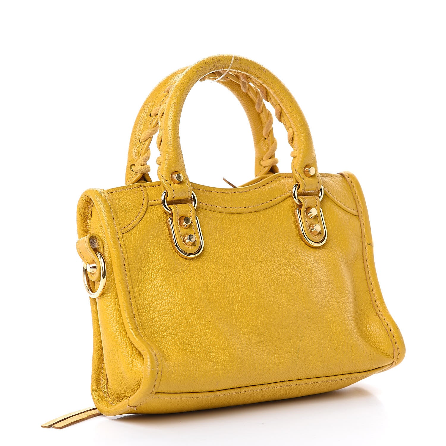 Balenciaga Chevre Silver Metallic Edge Hardware Nano City Jaune Epi 3 of 14