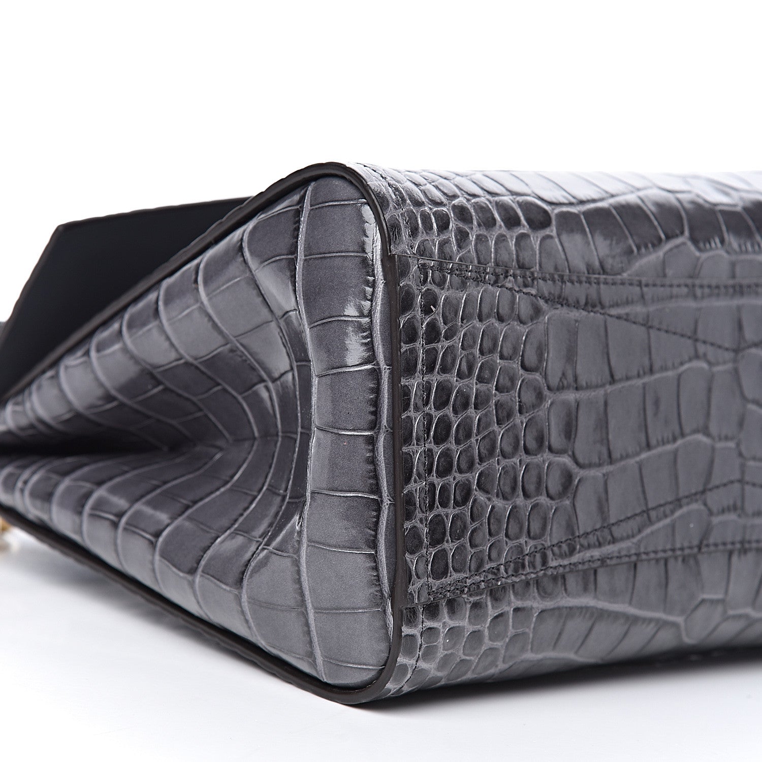 Givenchy Calfskin Crocodile Embossed Small Mystic Shoulder Bag Storm Grey 8 of 9