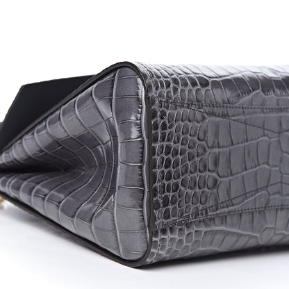 Givenchy Calfskin Crocodile Embossed Small Mystic Shoulder Bag Storm Grey 8 of 9