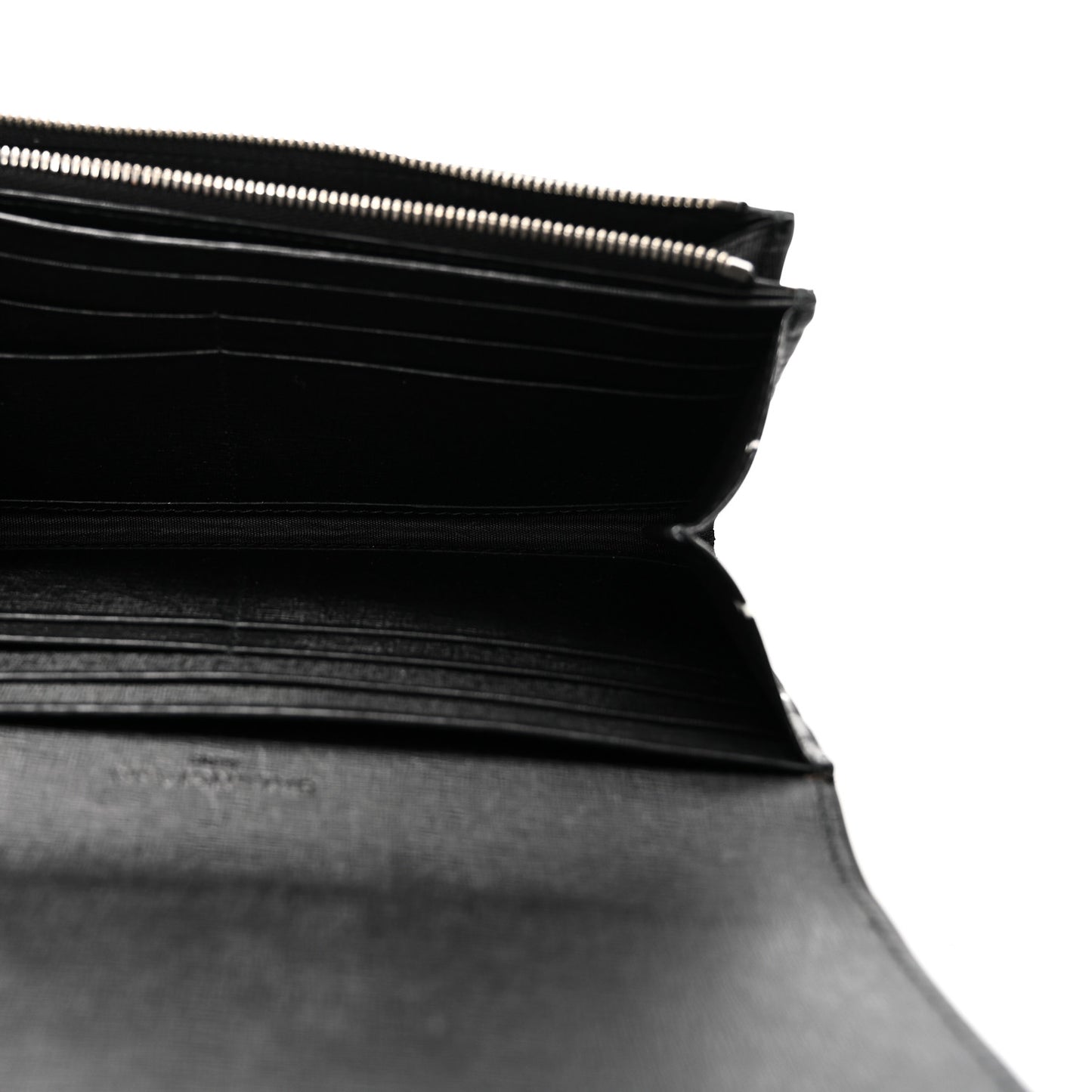 Saffiano Square Check Wallet Black White