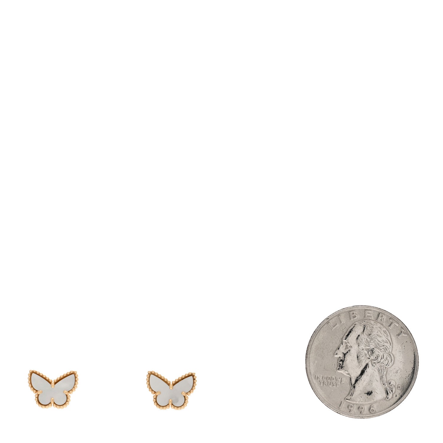 Van Cleef & Arpels 18K Yellow Gold Mother of Pearl Sweet Alhambra Butterfly Earrings 2 of 5