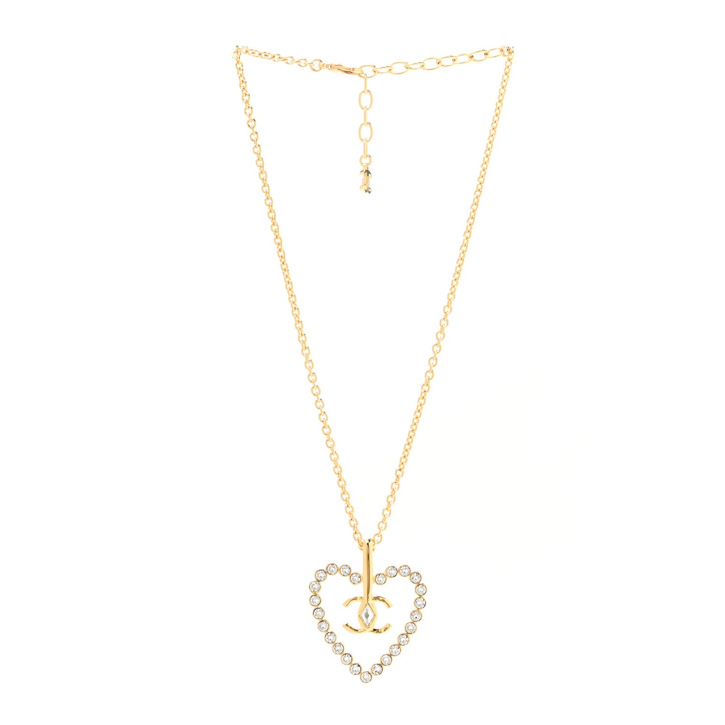 Crystal CC Heart Necklace Gold