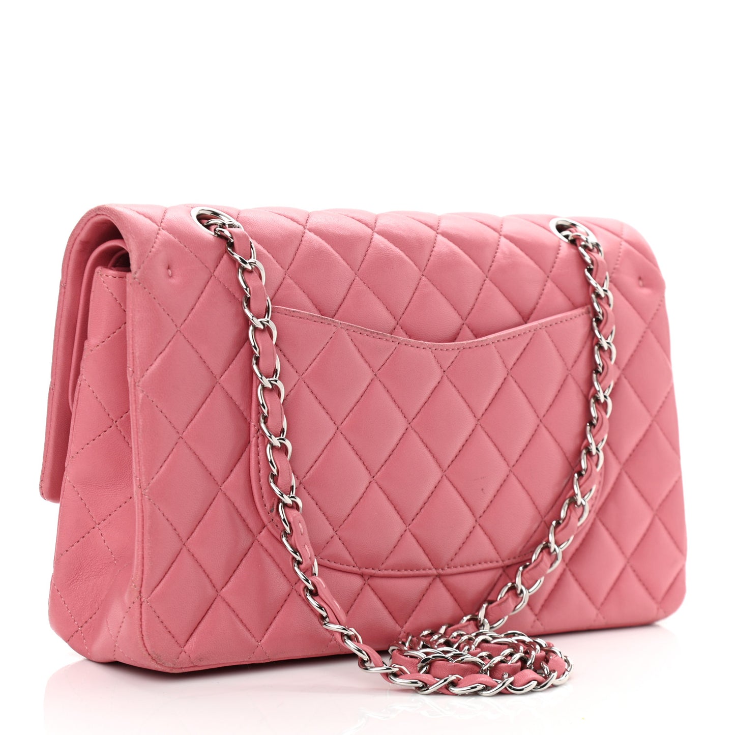 Lambskin Quilted Medium Double Flap Pink