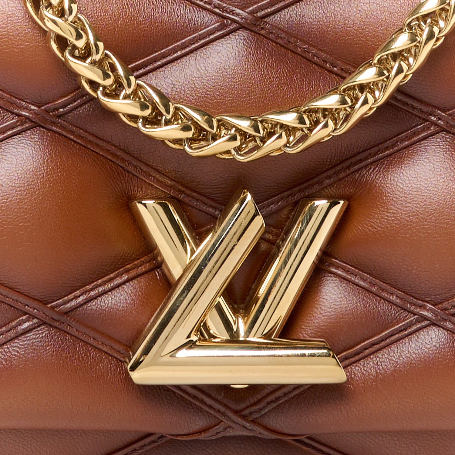 Louis Vuitton Lambskin Malletage Top Handle GO-14 MM Tan 9 of 11