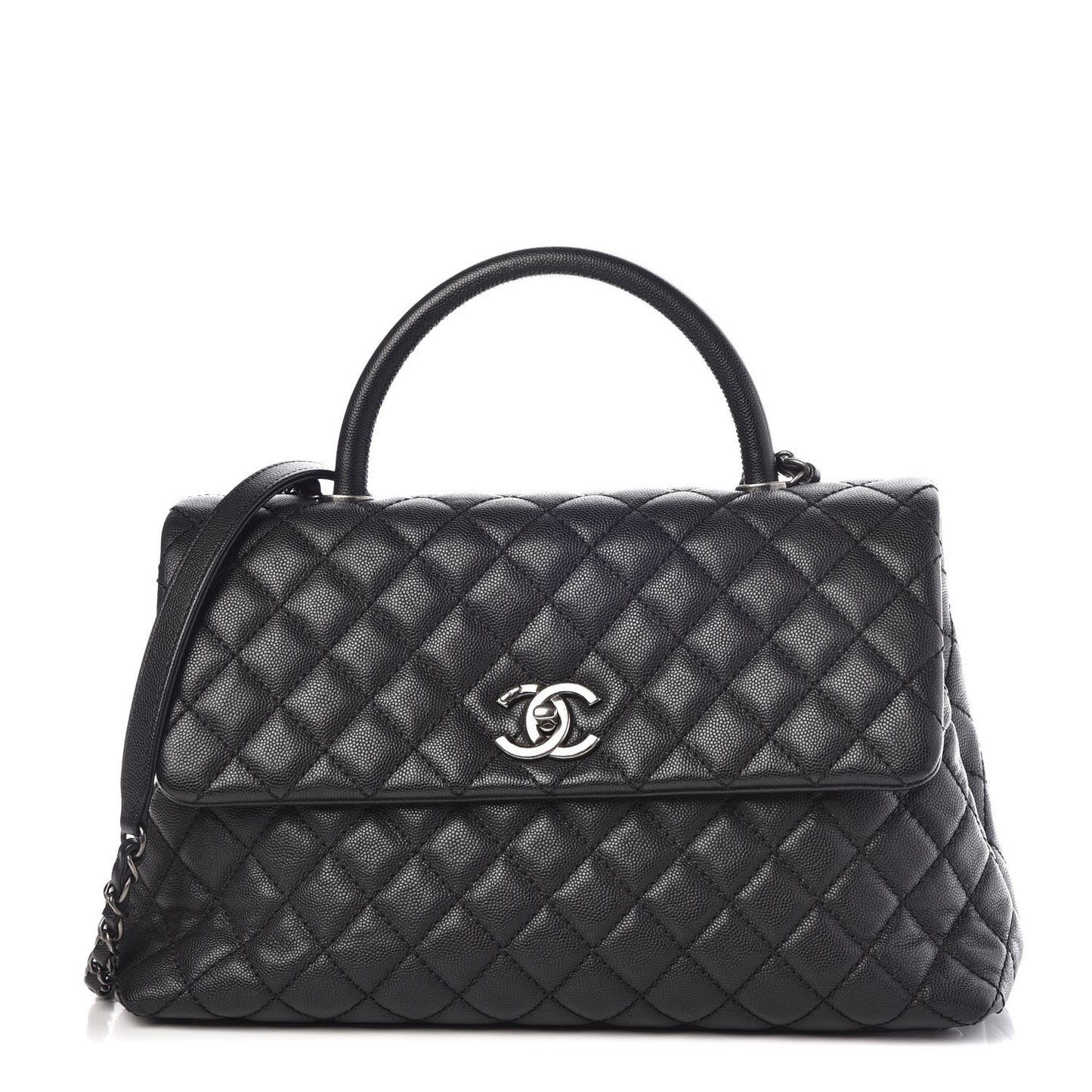 Caviar Quilted Medium Coco Handle Flap Black