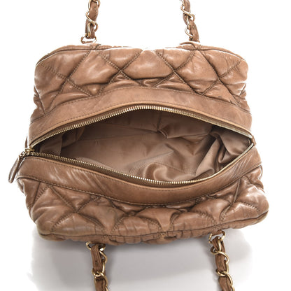 Chanel Lambskin Bubble Quilt Bowler Dark Beige 5 of 14