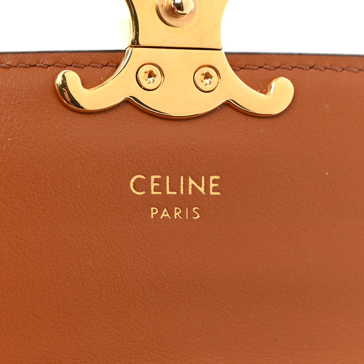 Triomphe Canvas Calfskin Flap Card Holder Tan