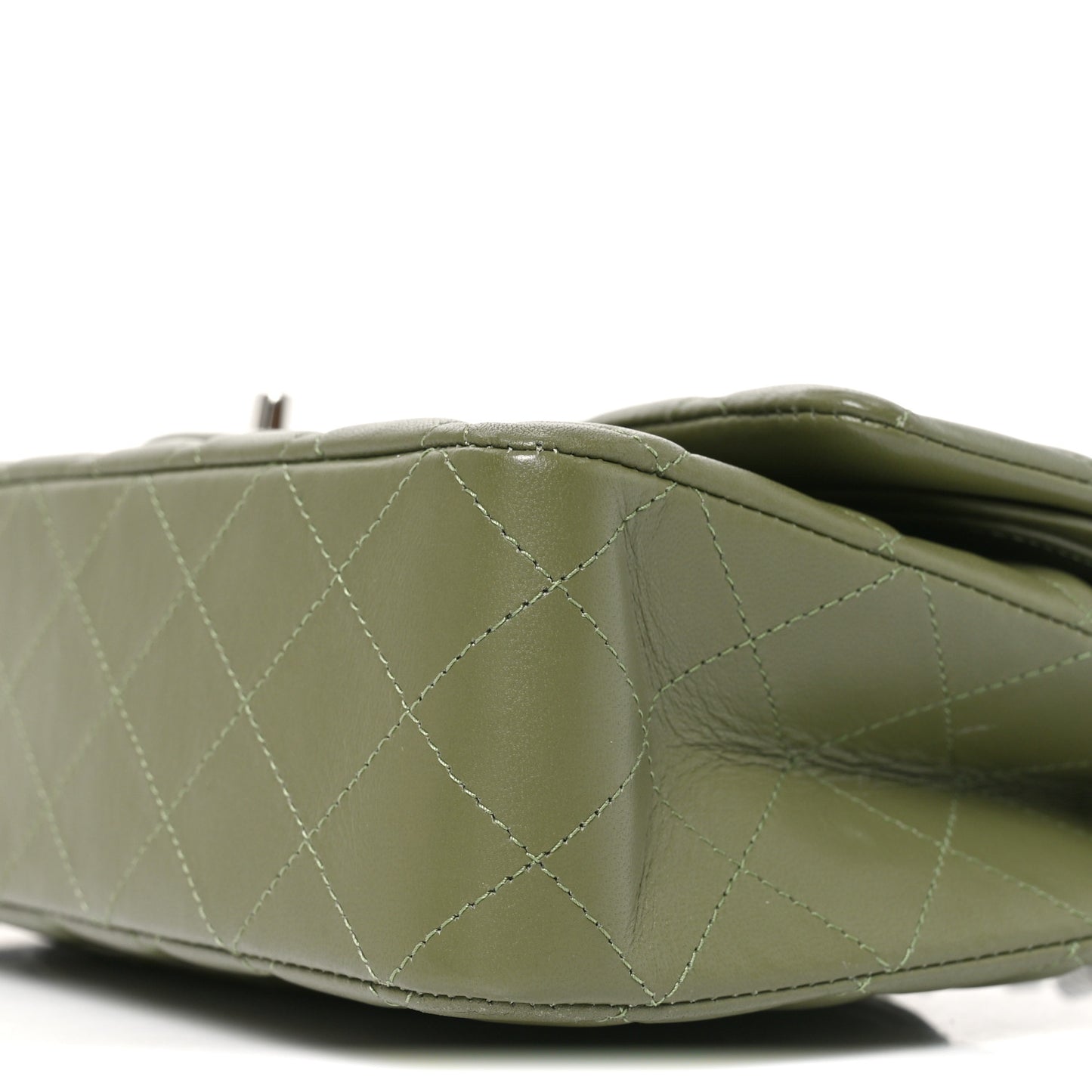 Lambskin Quilted Medium Double Flap Green