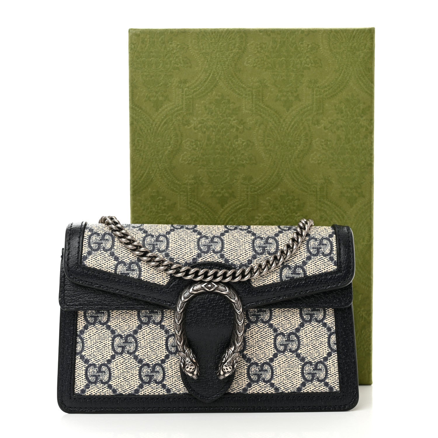 Gucci GG Supreme Monogram Textured Dollar Calfskin Super Mini Dionysus Shoulder Bag Beige Blue 11 of 11