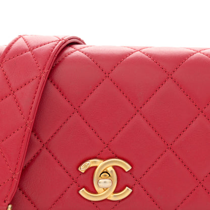 Chanel Lambskin Quilted Multiple Chain Flap Red 8 of 13