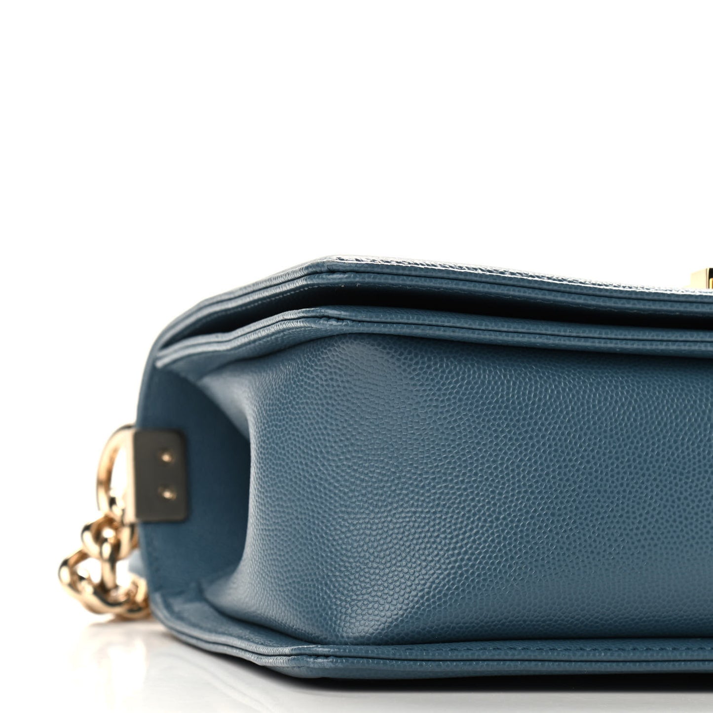 Caviar Chevron Quilted Medium Boy Flap Blue