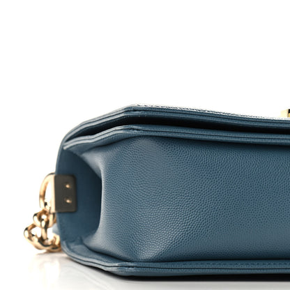 Chanel Caviar Chevron Quilted Medium Boy Flap Blue 8 of 9