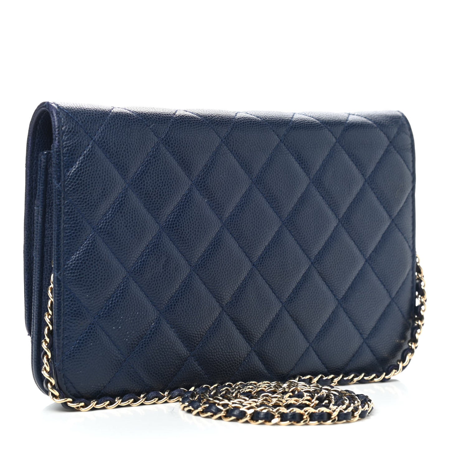 Caviar Quilted Golden Class Wallet On Chain WOC Navy