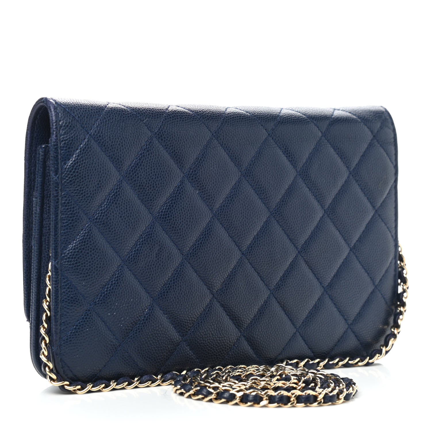 Chanel Caviar Quilted Golden Class Wallet On Chain WOC Navy 3 of 10