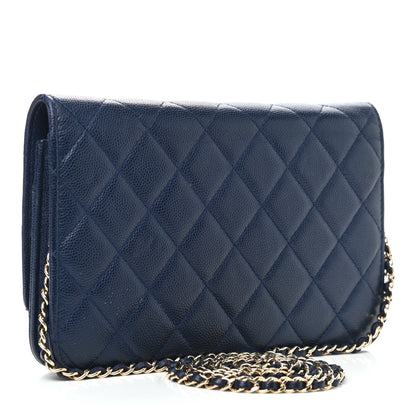 Chanel Caviar Quilted Golden Class Wallet On Chain WOC Navy 3 of 10