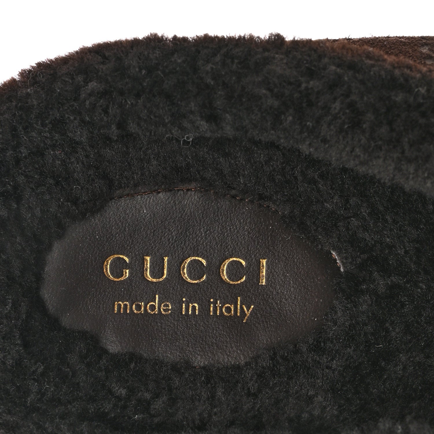 Gucci Suede GG Debossed Shearling Womens Horsebit Mules 36 Dark Brown 7 of 8