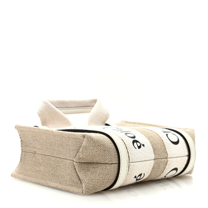 Chloe Cotton Calfskin Mini Woody Ribbon Tote White Light Brown 4 of 9