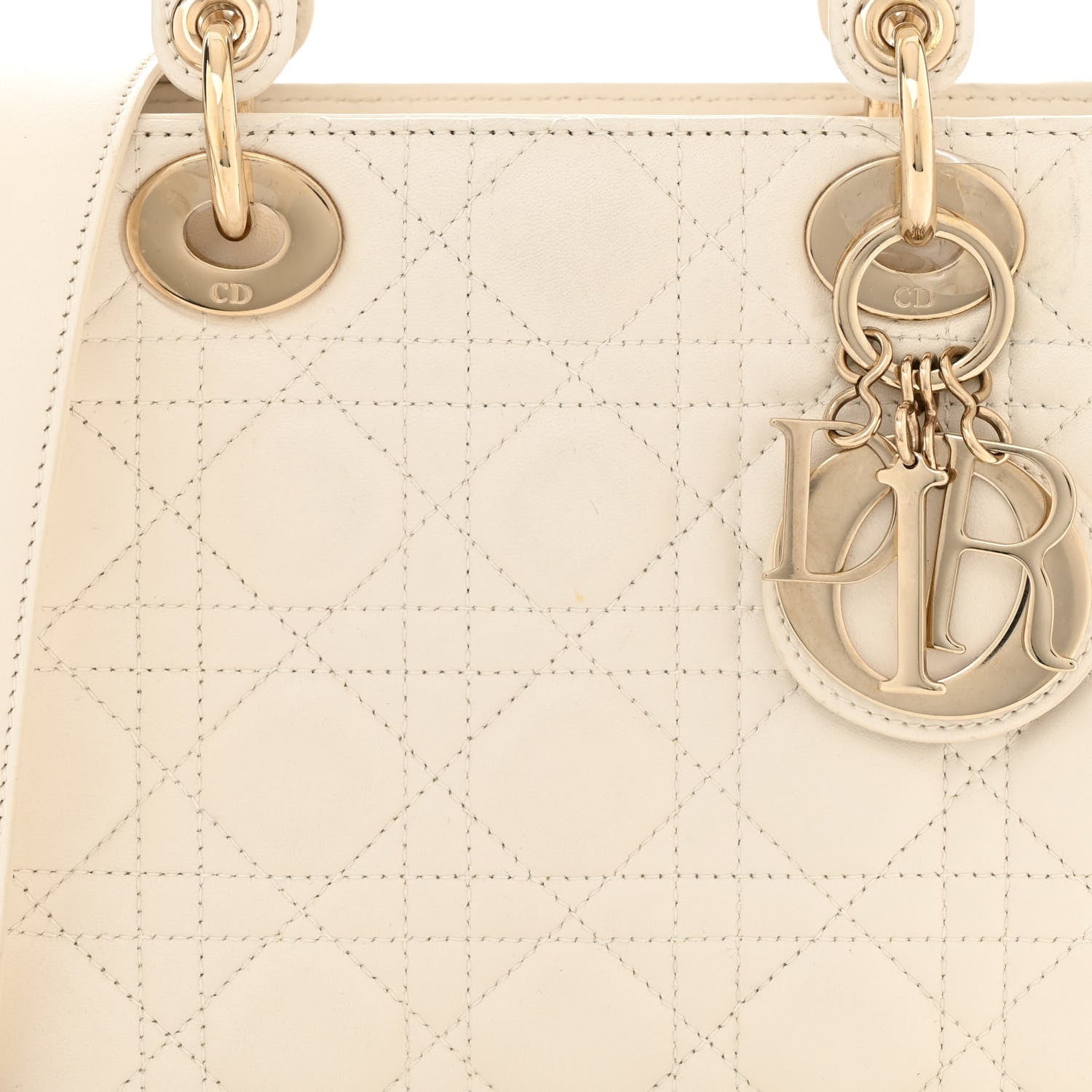 Christian Dior Lambskin Cannage Small My ABCDior Lady Dior White 8 of 11