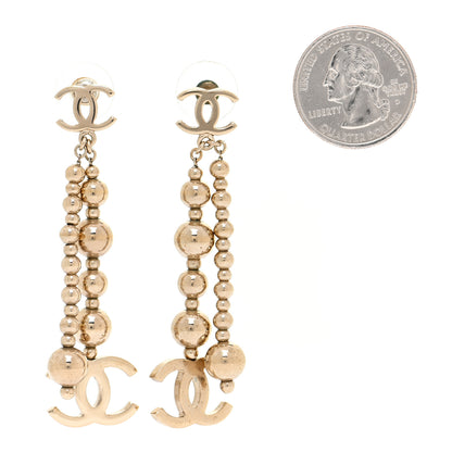 Chanel Metal CC Bead Drop Earrings Gold 2 of 8