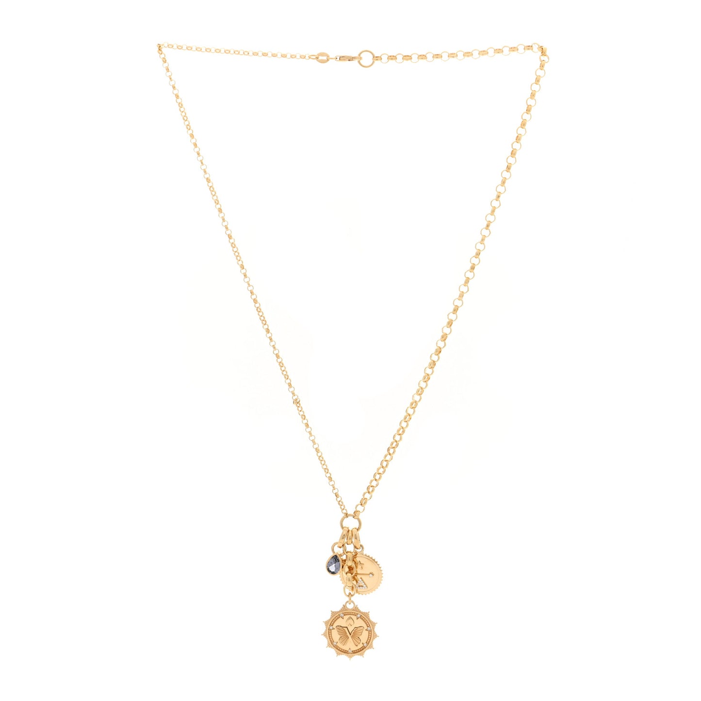 18K Yellow Gold Diamond Violet Spinel Dream Reverie Medallion Mixed Belcher Extended Necklace