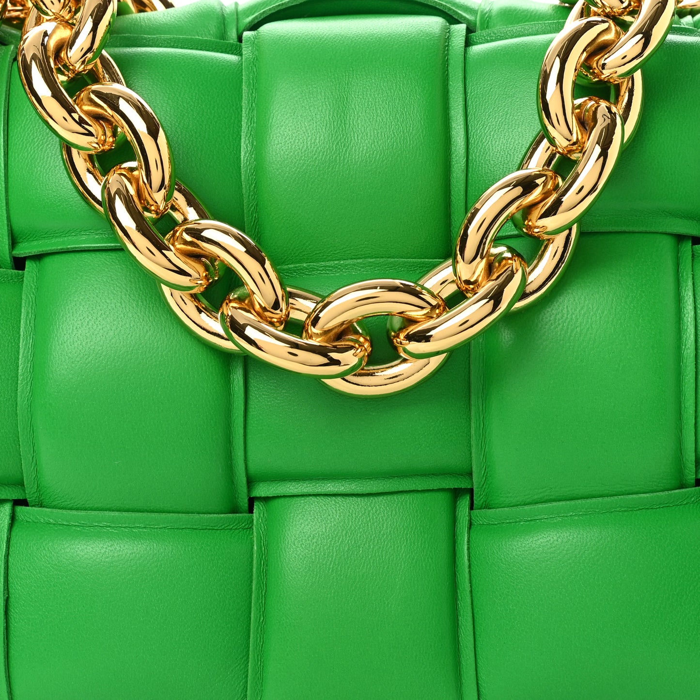 Lambskin Maxi Intreccio Padded Chain Cassette Crossbody Bag Grass