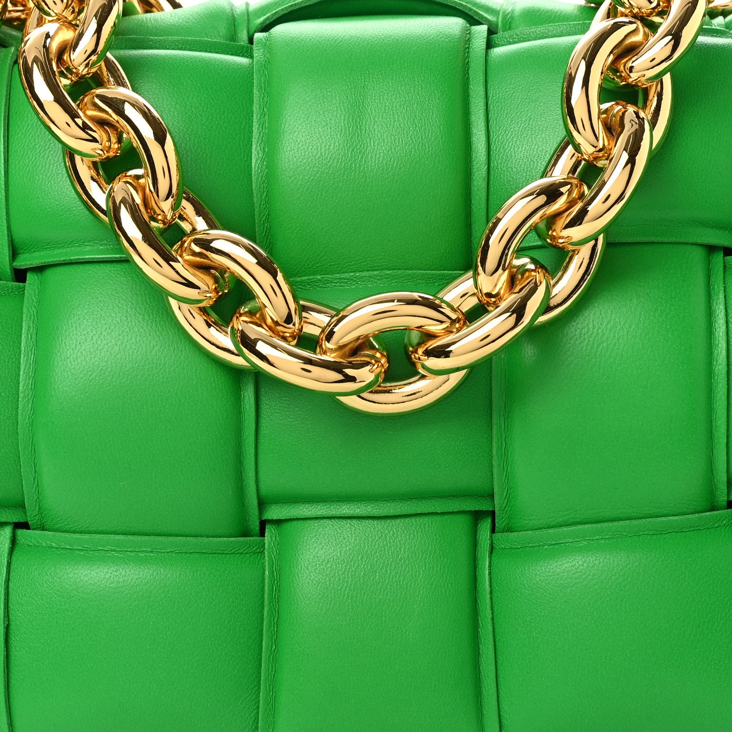 Bottega Veneta Lambskin Maxi Intreccio Padded Chain Cassette Crossbody Bag Grass 7 of 9