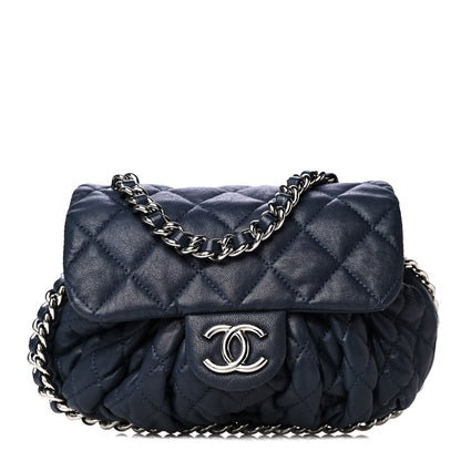 Chanel Washed Lambskin Mini Chain Around Messenger Navy Blue 1 of 9