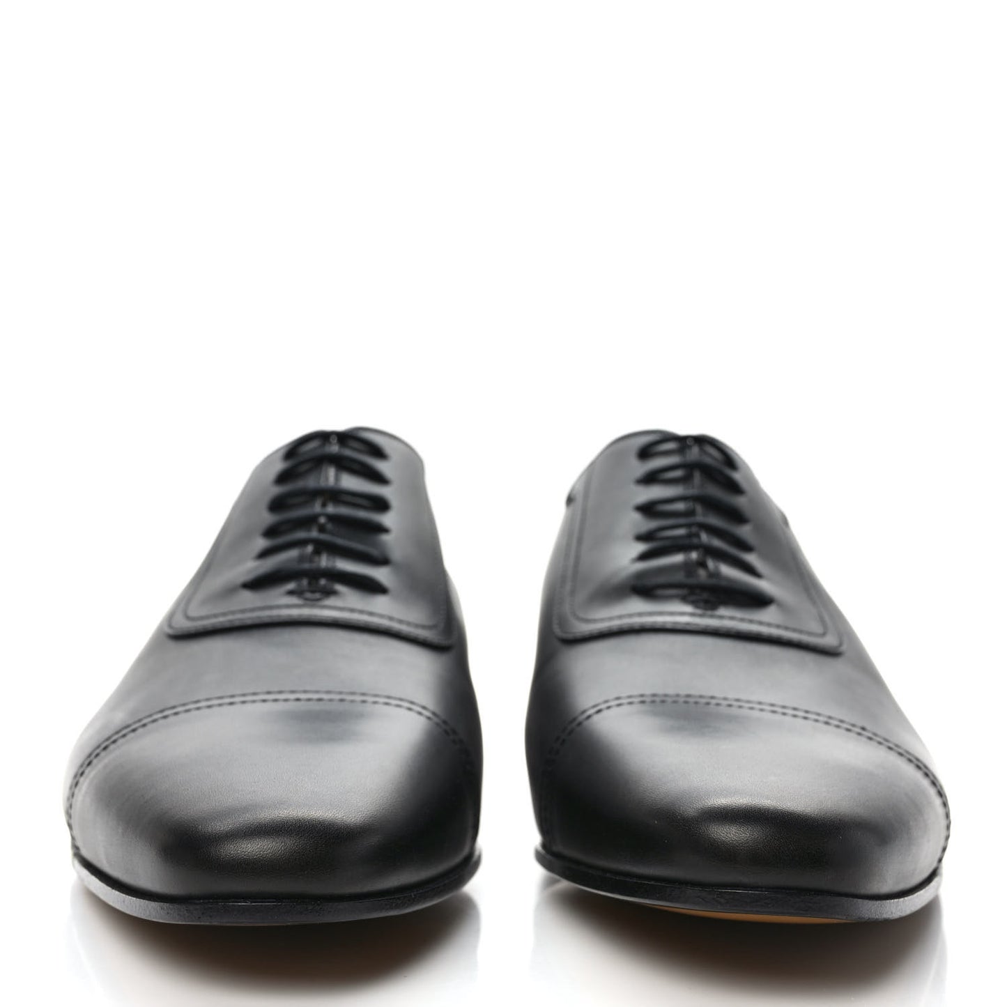 Calfskin Mens Lace Up Captoe Loafers 9.5 Black