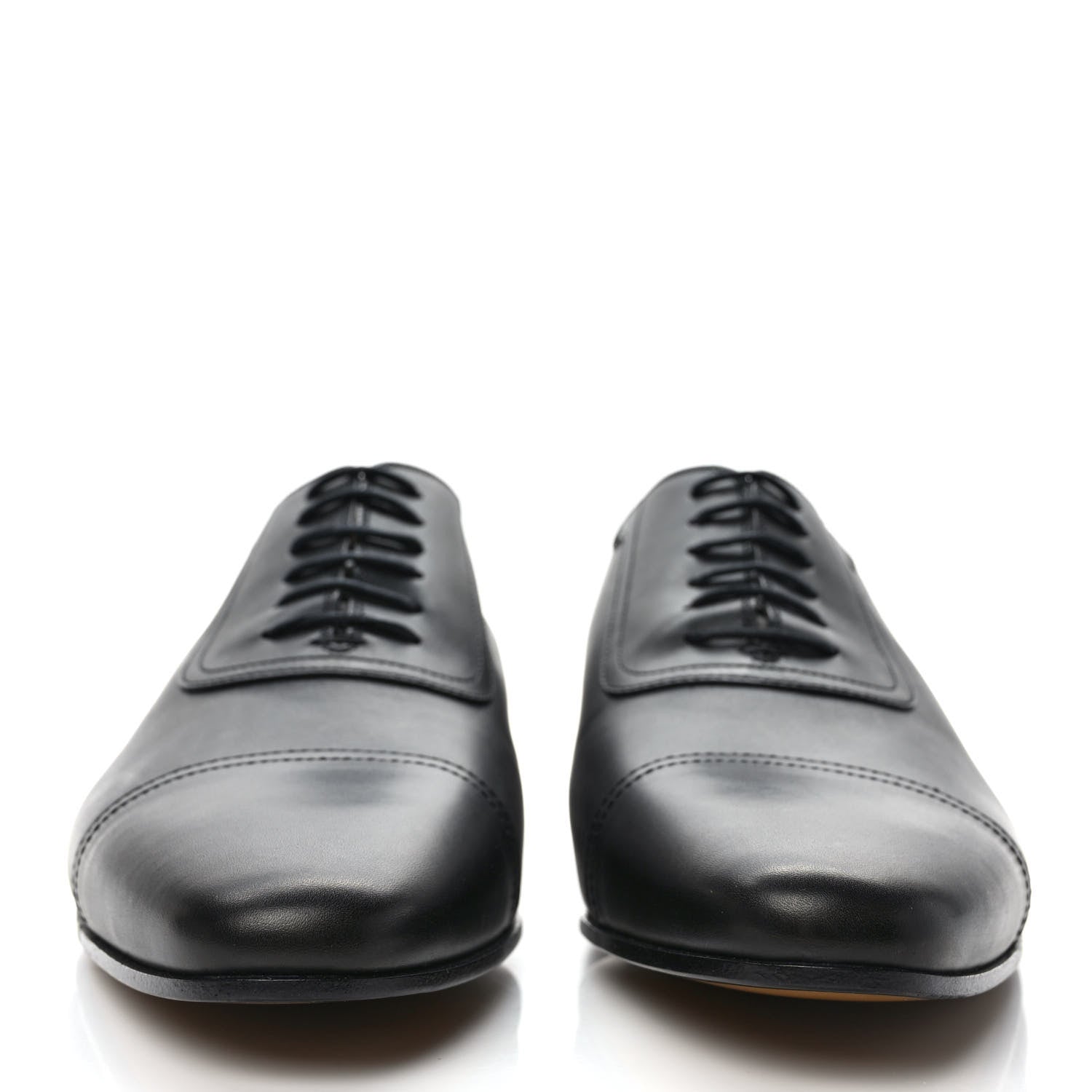 Gucci Calfskin Mens Lace Up Captoe Loafers 9.5 Black 2 of 8